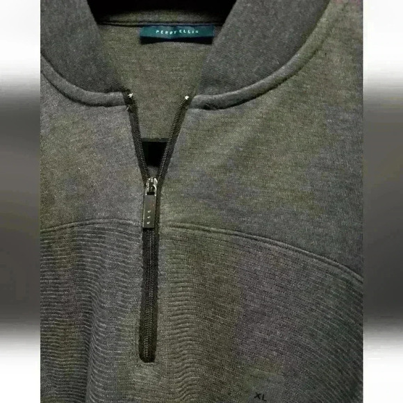 Men's Perry Ellis Quarter Zip Sweater Charcoal Heather $69 - Picture 3 of 9